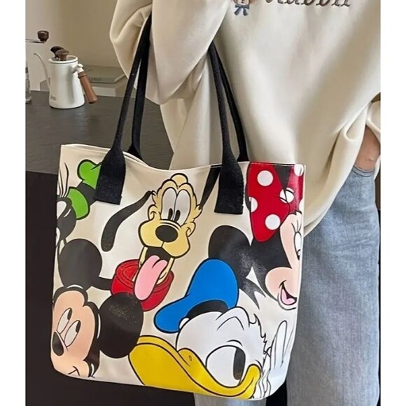 Large Canvas Disney Goofy Weekender Bag Tote 12" Red Handles - Picture 1 of 10
